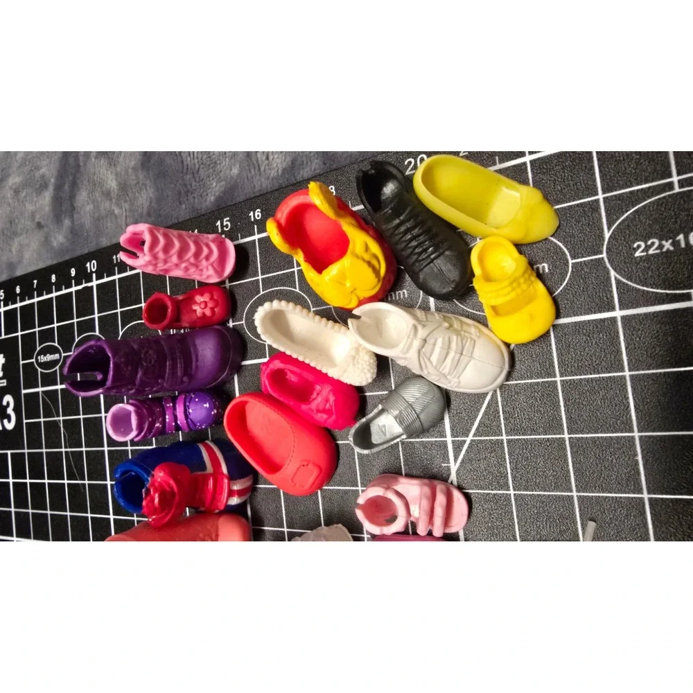 Mixed Mismatched Doll Shoes Lot Heels Sneakers Boots Flats Assorted Colors 30+